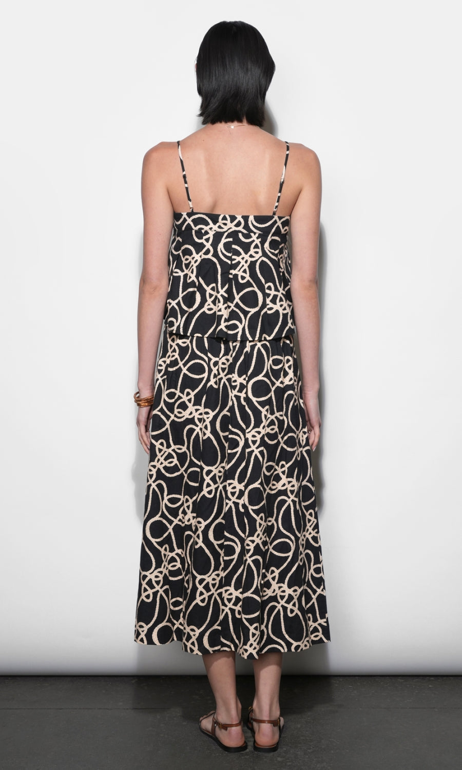 Sailor Pleat Detail Midi Skirt