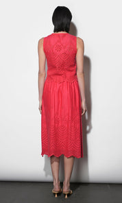 Faith Linen Blend Embroidered Midi Skirt