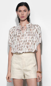 Bella Short Sleeve Button Down Blouse