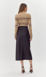 Kaia Vegan Leather Midi Skirt