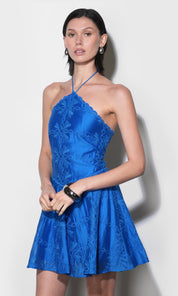 Callie Embroidered Halter Mini Dress