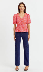 Betty Poplin Puff Sleeve Top