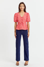 Betty Poplin Puff Sleeve Top