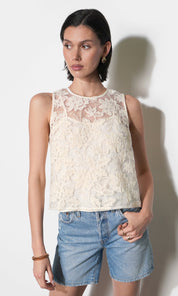 Alice Sheer Embroidered Sleeveless Top