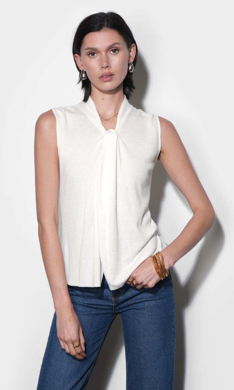 Taylor Draped Neck Sleeveless Knit Top