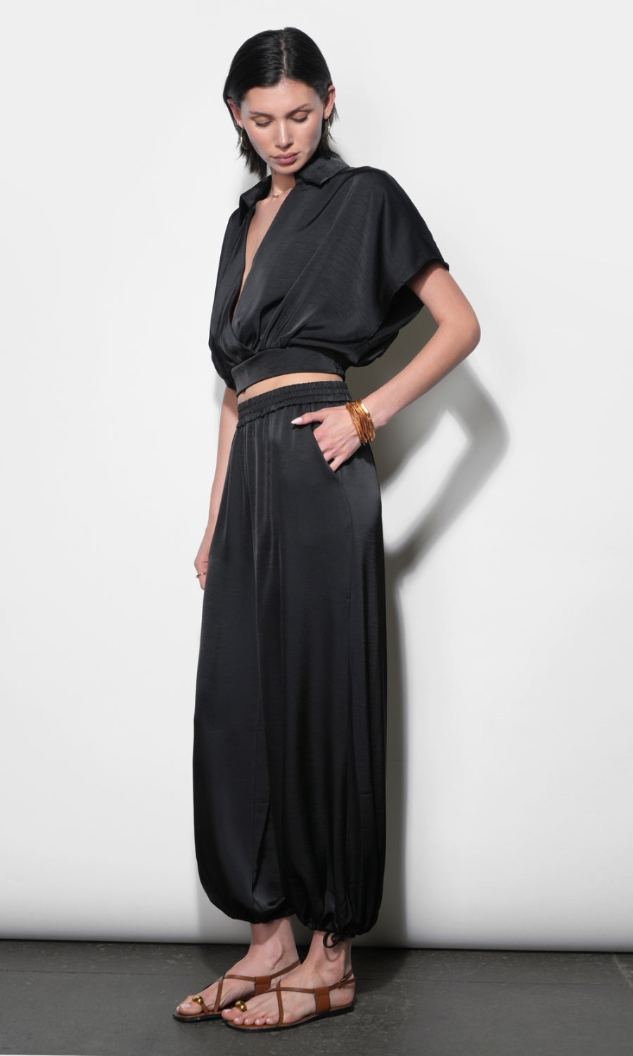 Nisa Dolman Sleeve Black Top