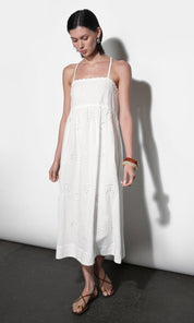 Edie Embroidered Midi Dress With Braided Straps