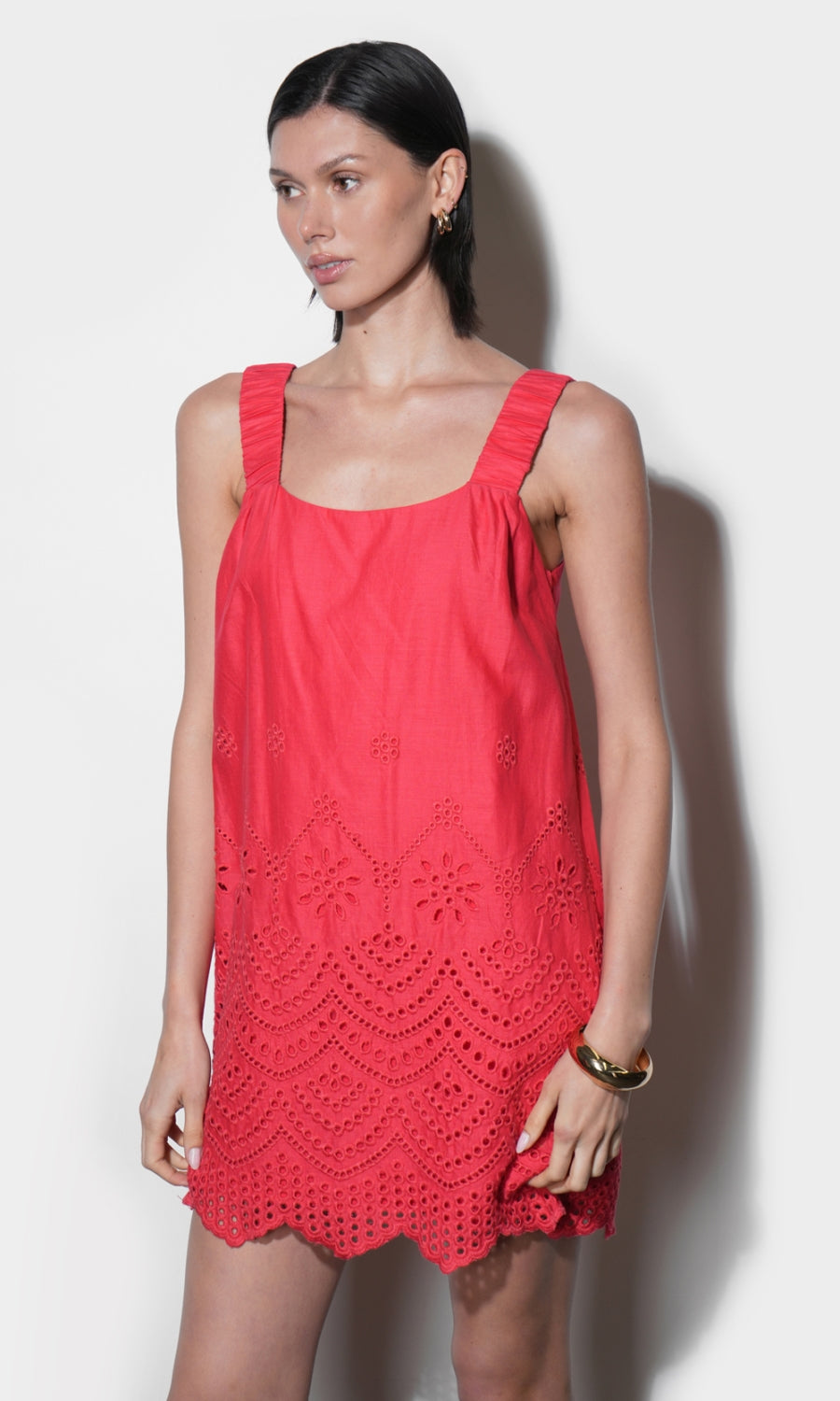 Kallie Linen Blend Embroidered Mini Dress
