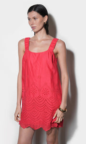 Kallie Linen Blend Embroidered Mini Dress