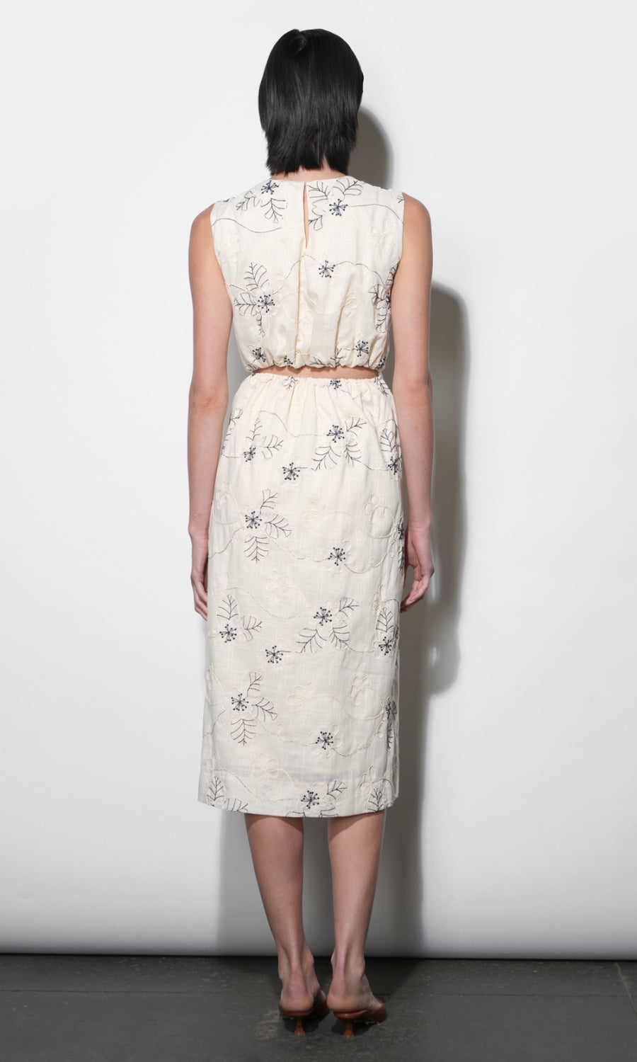 Camden Embroidered Sleeveless Dress W/ Back Cut Out