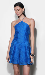 Callie Embroidered Halter Mini Dress