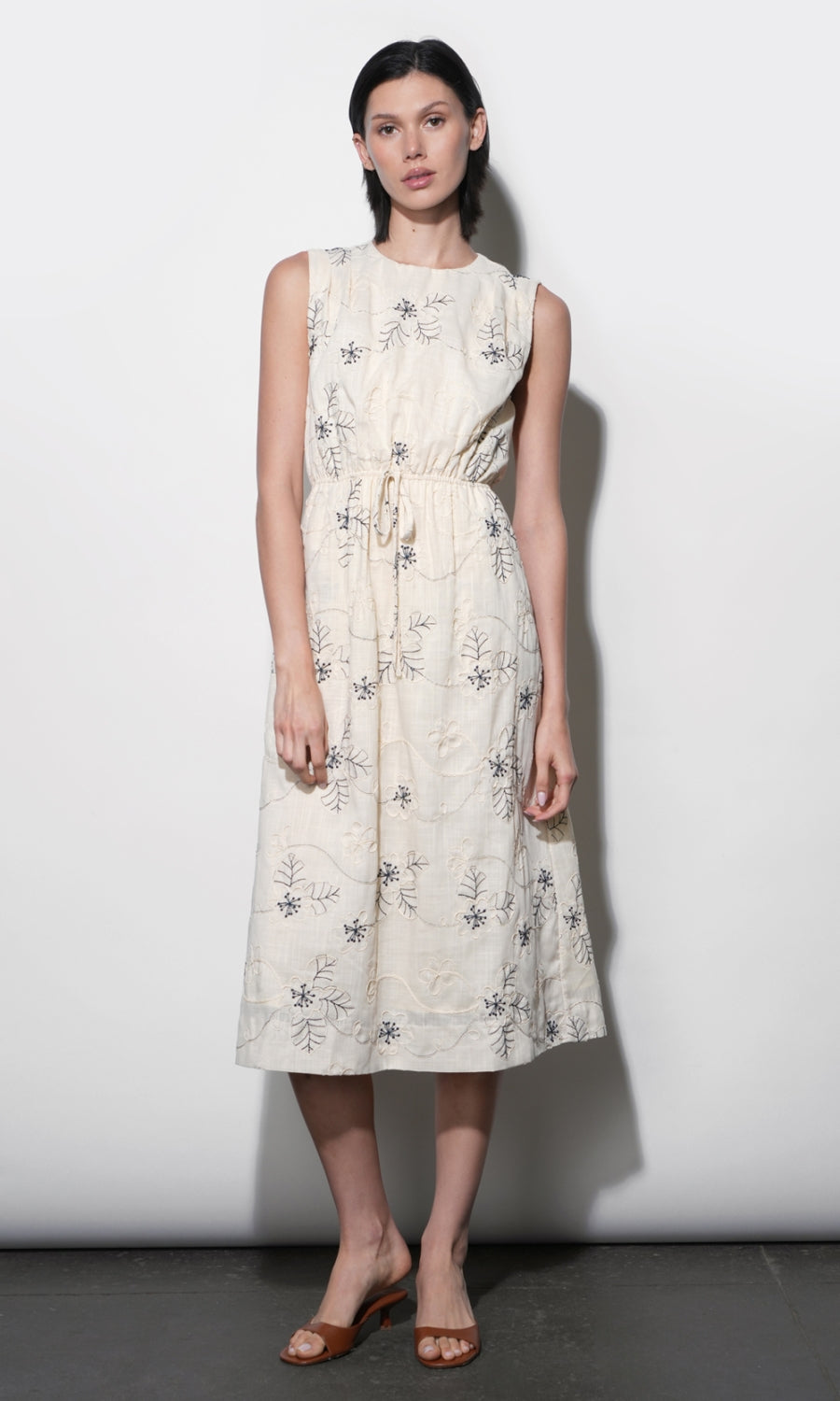 Camden Embroidered Sleeveless Dress W/ Back Cut Out
