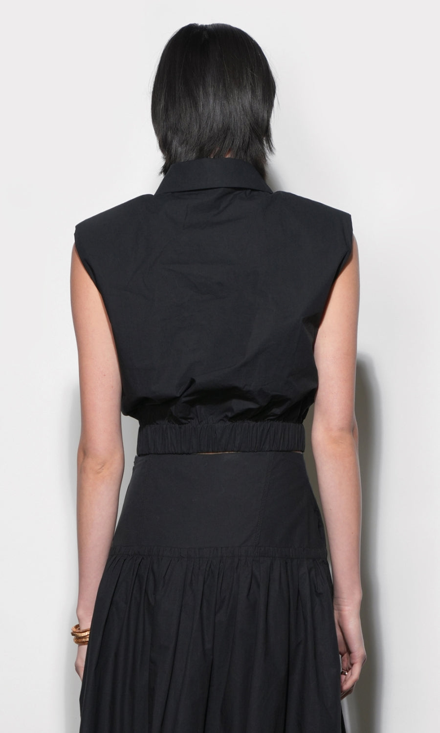 Oren Poplin Sleeveless Shirt With Elasticized Hem