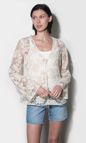 Zaylee Sheer Embroidery Lace Cardigan