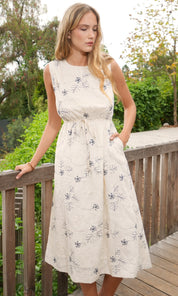 Camden Embroidered Sleeveless Dress W/ Back Cut Out