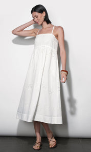 Edie Embroidered Midi Dress With Braided Straps