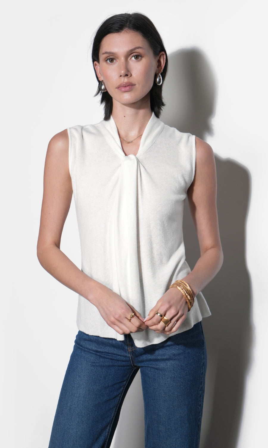 Taylor Draped Neck Sleeveless Knit Top