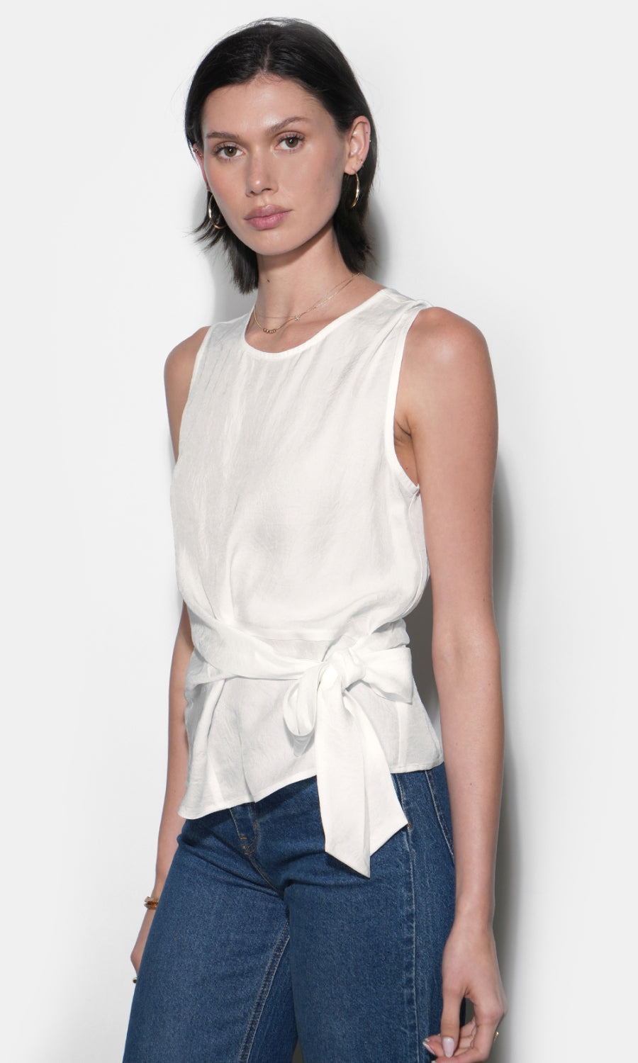 Lola Sleeveless Side Tie Blouse