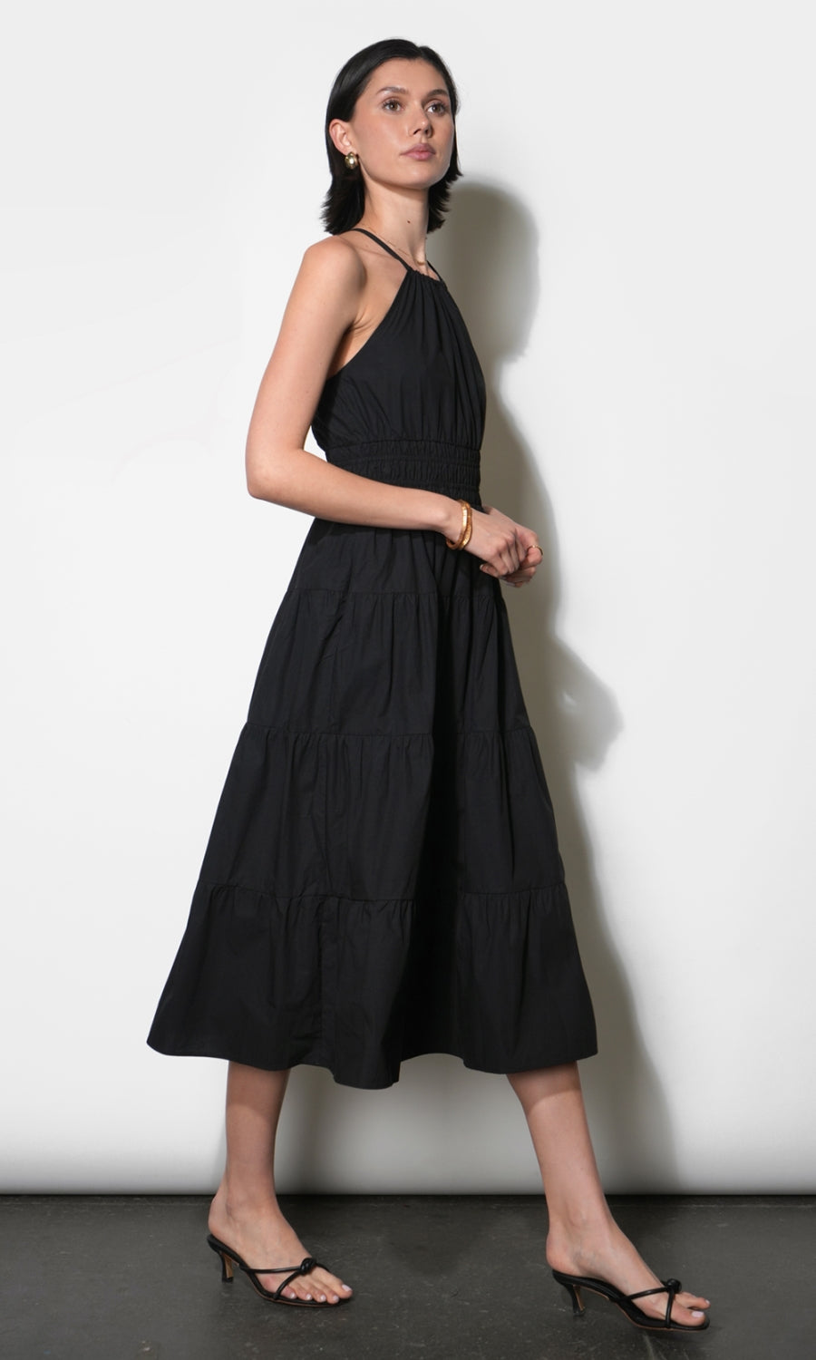 Laurel Poplin Halter Midi Dress