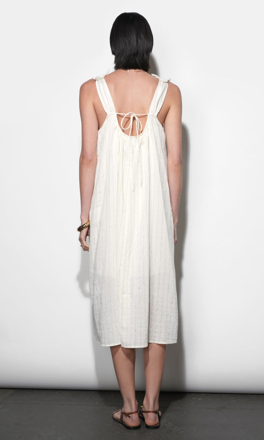 Pauline Easy Stripe Midi Dress With Shoulder Detail