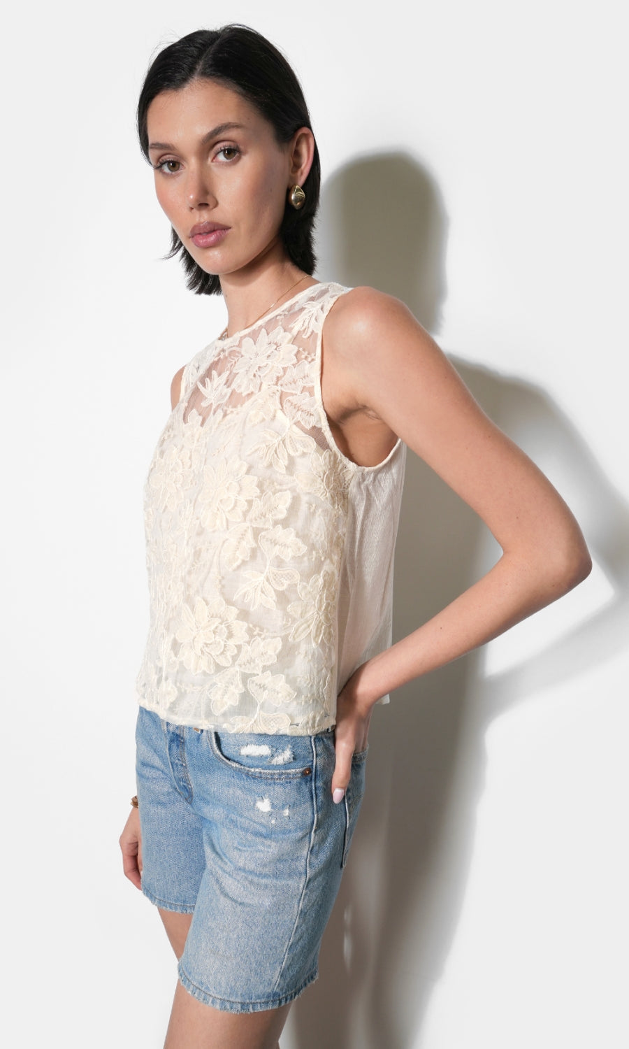 Alice Sheer Embroidered Sleeveless Top