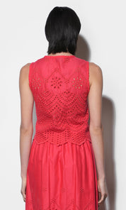 Effie Linen Blend Embroidered Vest Top