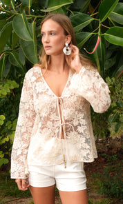 Zaylee Sheer Embroidery Lace Cardigan