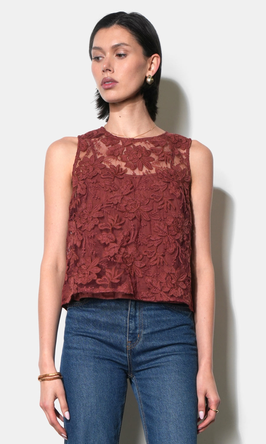 Alice Sheer Embroidered Sleeveless Top