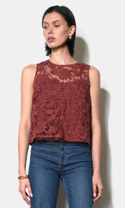 Alice Sheer Embroidered Sleeveless Top