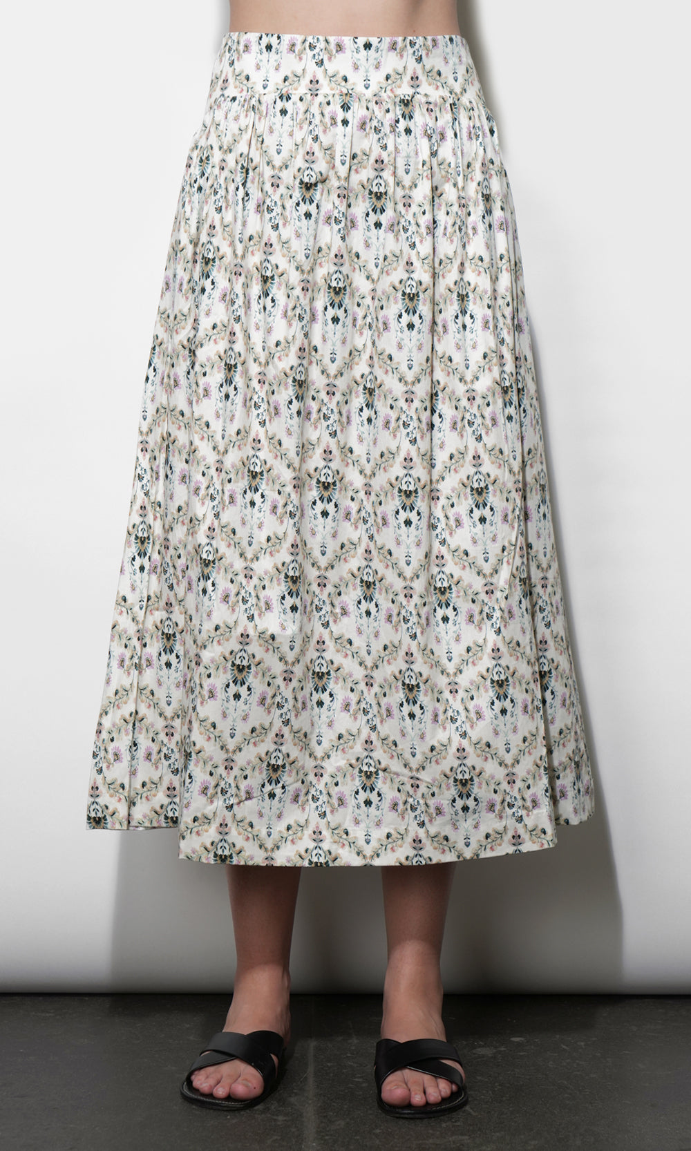 Aaliyah Smocked Back Waist Midi Skirt