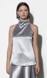Addison Cowl Funnel Neck Halter Top
