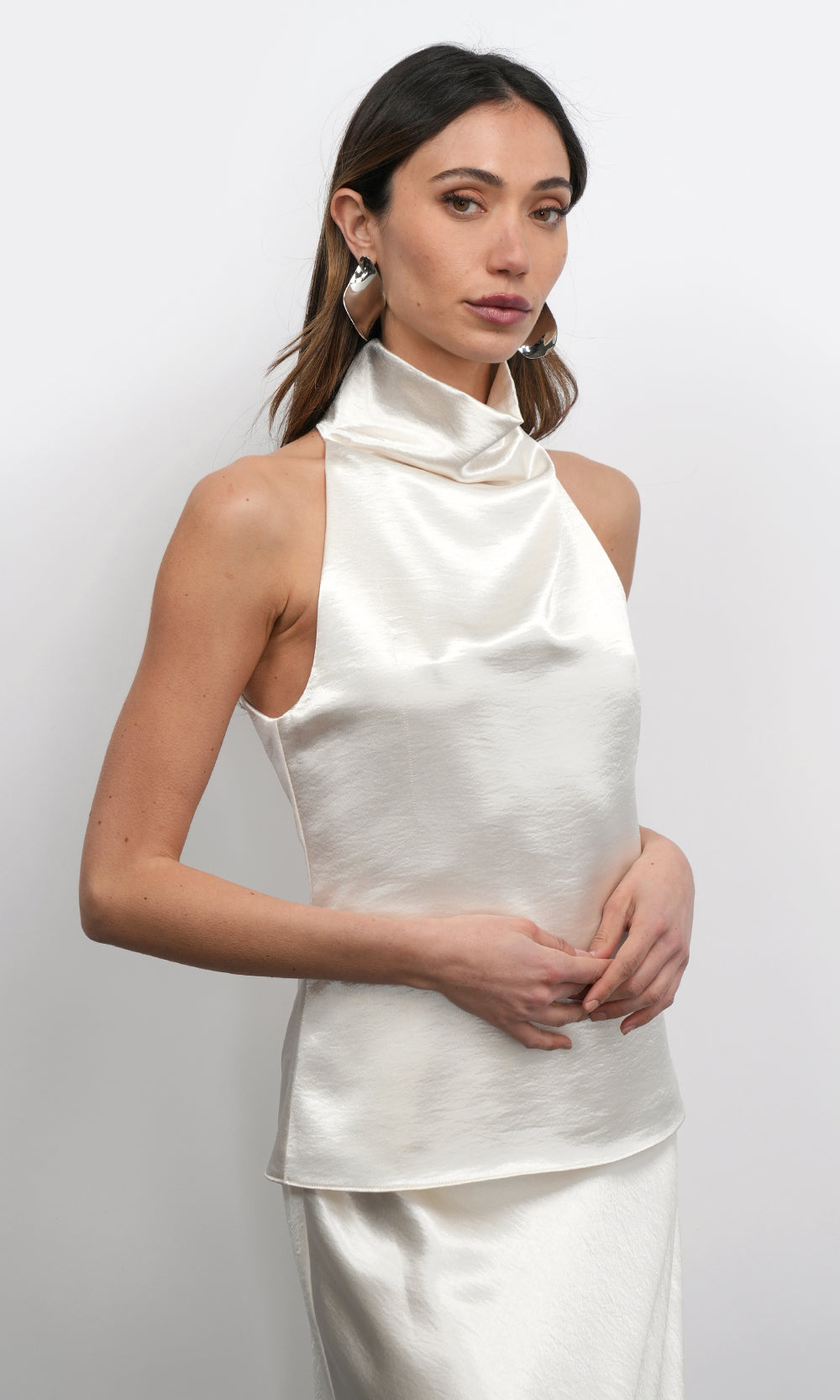 Addison Cowl Funnel Neck Halter Top