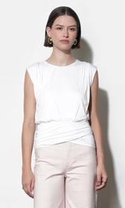 Alba Padded Shoulder Drape Jersey Top