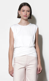 Alba Padded Shoulder Drape Jersey Top