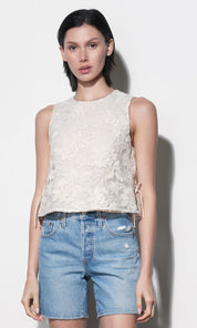 Alba Side Embroidered Side Tie Sleeveless Top