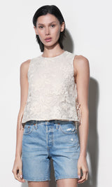Alba Side Embroidered Side Tie Sleeveless Top