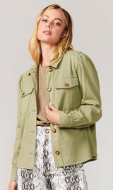 Alexia Cotton Twill Puff Sleeve Shirt Jacket