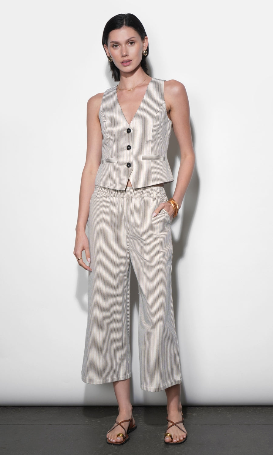 Alice Canvas Stripe Wide Leg Culottes