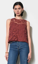 Alice Sheer Embroidered Sleeveless Top