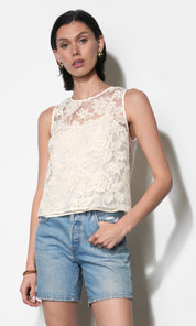 Alice Sheer Embroidered Sleeveless Top