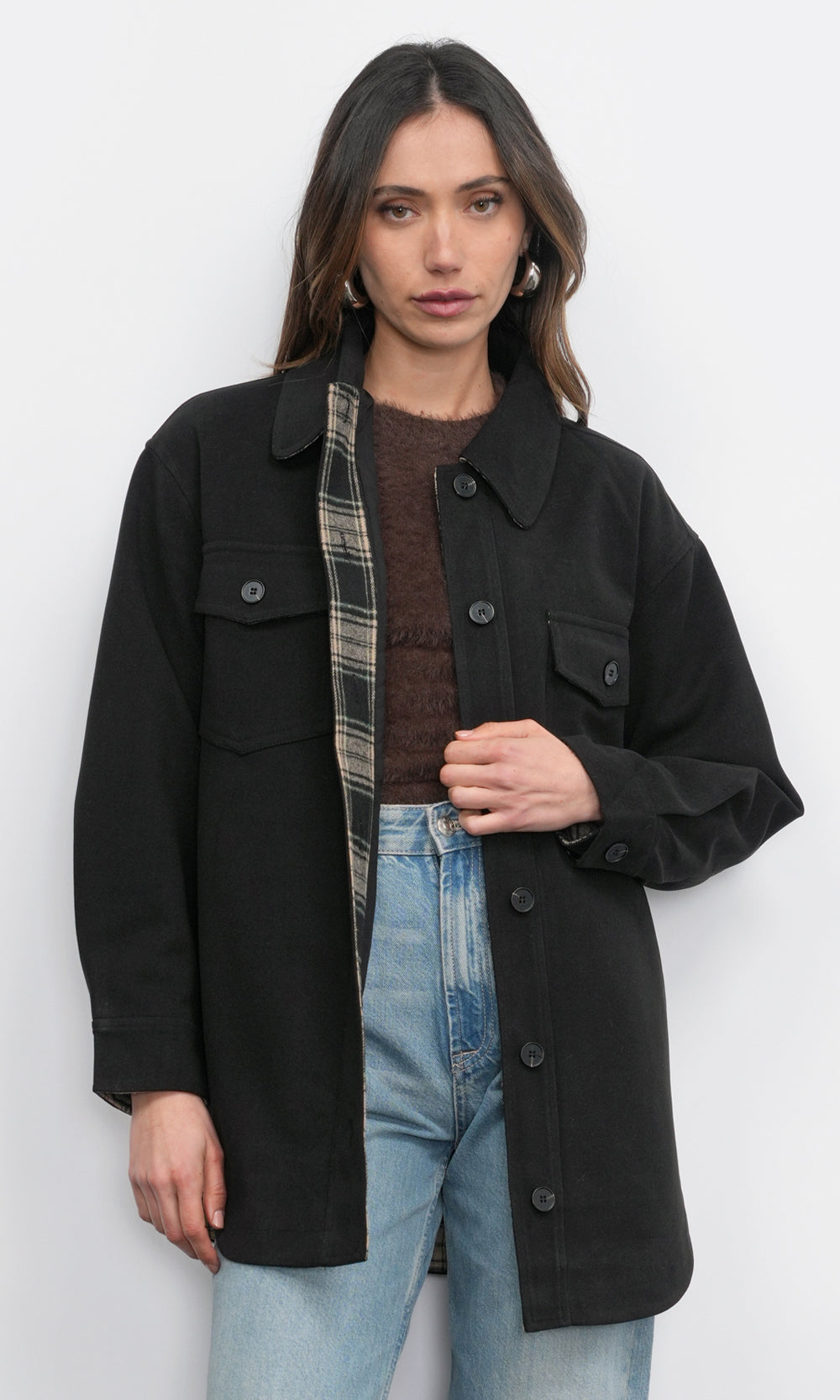 Aly Glen Plaid Cozy Soft Shirt Jacket