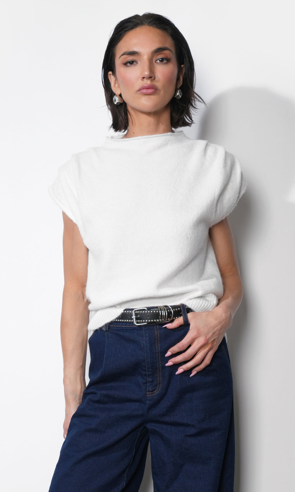 Arieta Sleeveless Funnel Knit Top