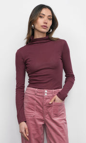 Astra High Neck Long Sleeve Sheer Knit Top