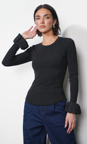 Audrey Ribbed Knit Bubble Cuff Top