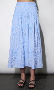 Aurora Midi Stripe Embroidered Skirt