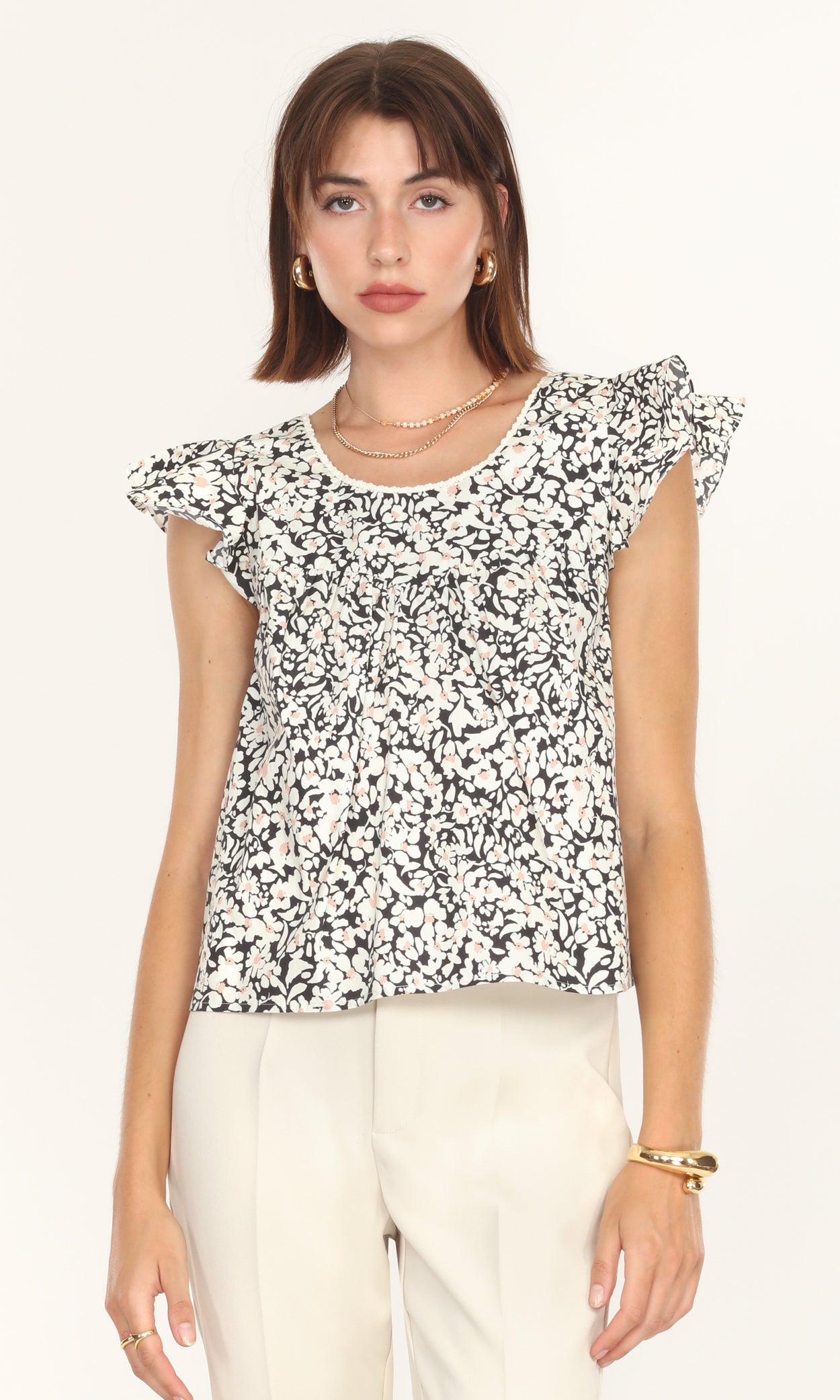 Bea Poplin Ruffled Top
