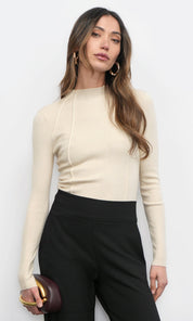 Bellamy Exposed Stitch Mock Neck Top