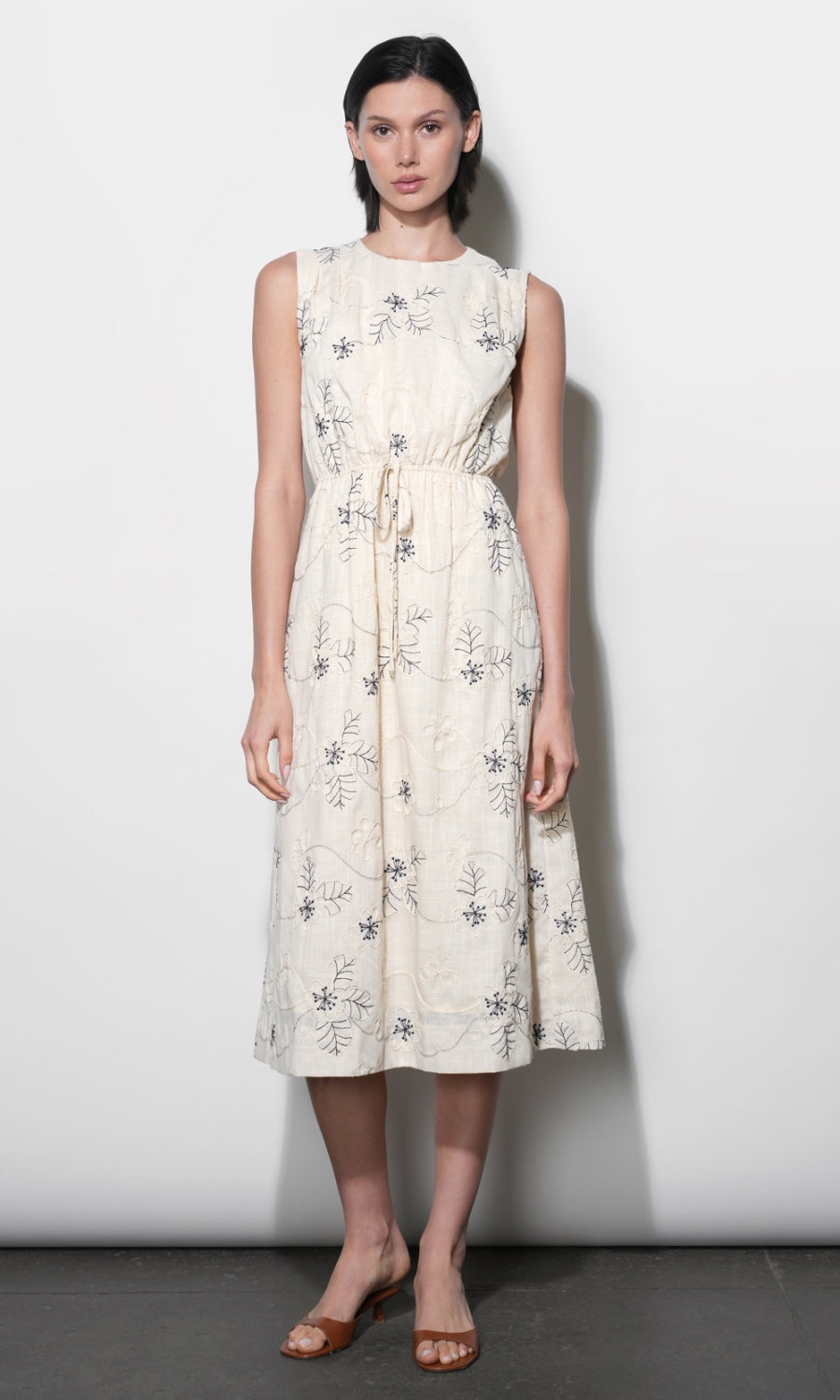 Camden Embroidered Sleeveless Dress W/ Back Cut Out