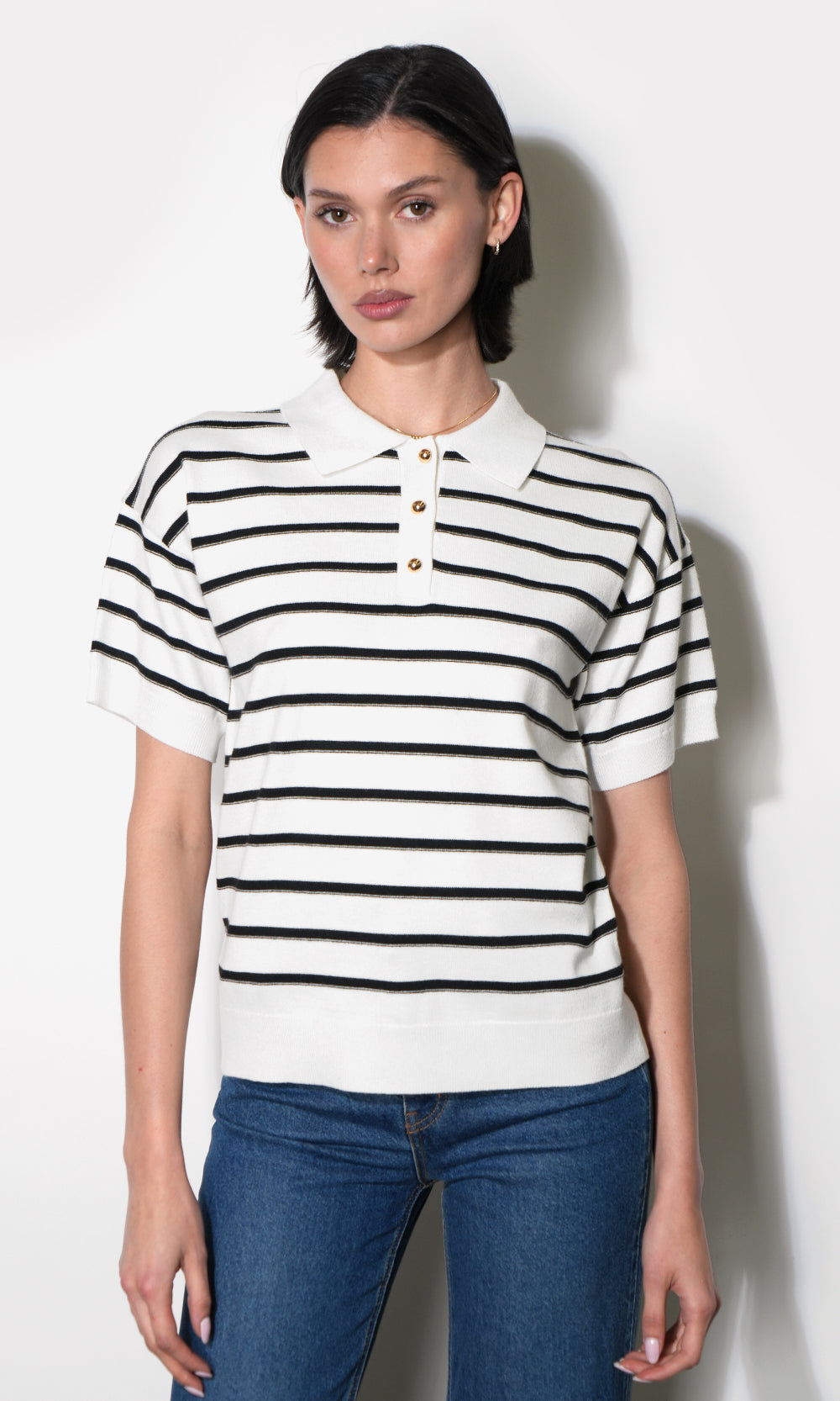 Celina Stripe Knit Polo