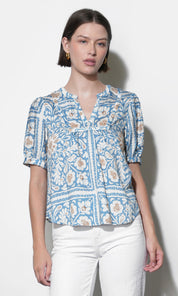 Charlotte Split Neck Elbow Sleeve Top